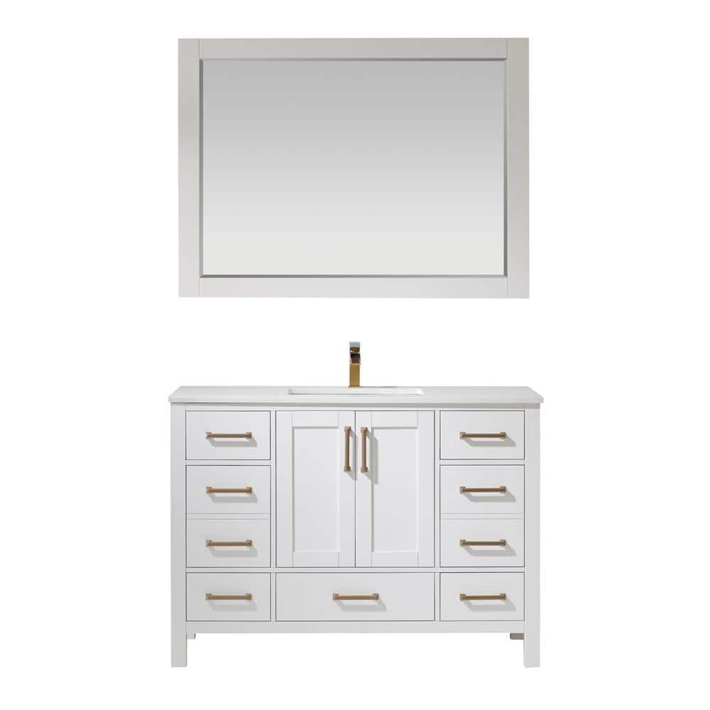 ROSWELL Shannon 48 in. Bath Vanity in White with Manufactured Stone