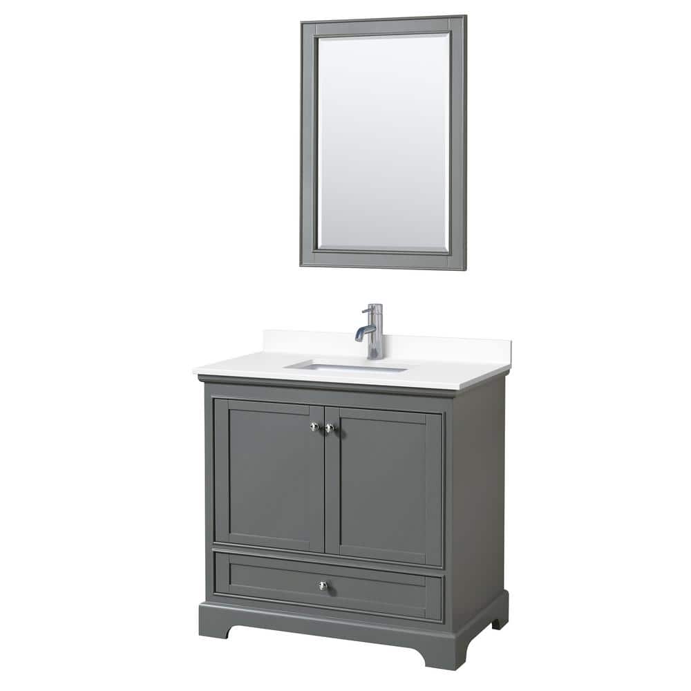 Deborah Dark Gray 36" Single Vanity with White Cultured Marble Top