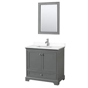 Deborah 36"W x 22"D Single Vanity in Dark Gray w/ Cultured Marble Vanity Top in White w/ Basin & Mirror