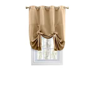 Ultimate Blackout Sand Solid 55 in. W x 63 in. L Grommet Blackout Curtain Tie Up Panel