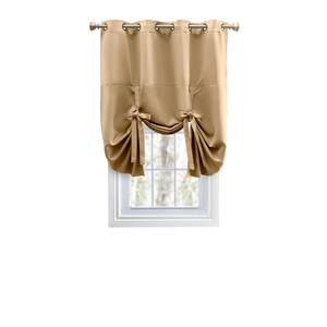 Ultimate Blackout Sand Solid 55 in. W x 63 in. L Grommet Blackout Curtain Tie Up Panel