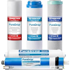 PDR-F6U Replacement Water Filter Set for 6-Stage Under-Sink Reverse Osmosis Water Filtration Systems w/UV light Filter