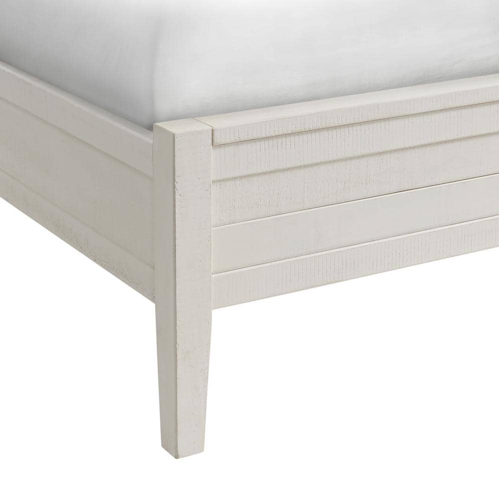 King White Pine Wood Bed with Headboard and Slats