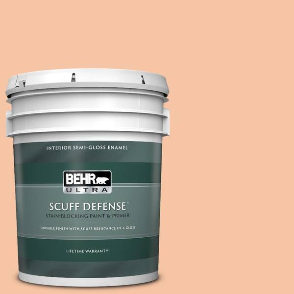BEHR ULTRA 5 gal. #240C-3 Peach Damask Extra Durable Semi-Gloss Enamel Interior Paint & Primer