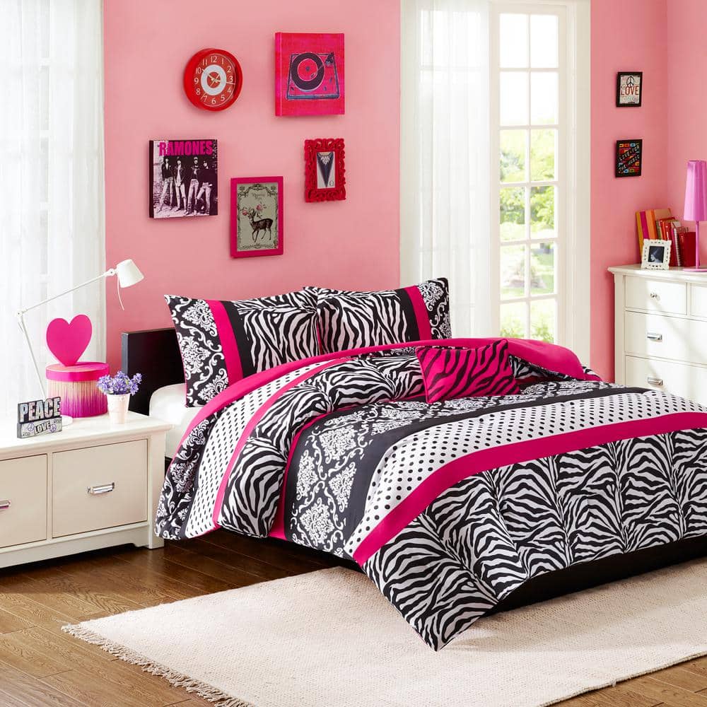 Intelligent Design Gemma 4-Piece Pink Microfiber King/Cal