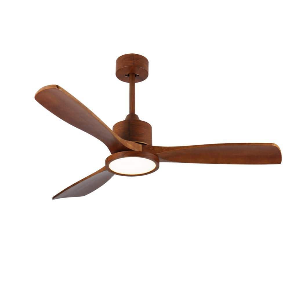 52 in. Indoor Modern Integrated LED Brown Ceiling Fan Lighting with 3 Wood Blades price history on PriceWatchPro