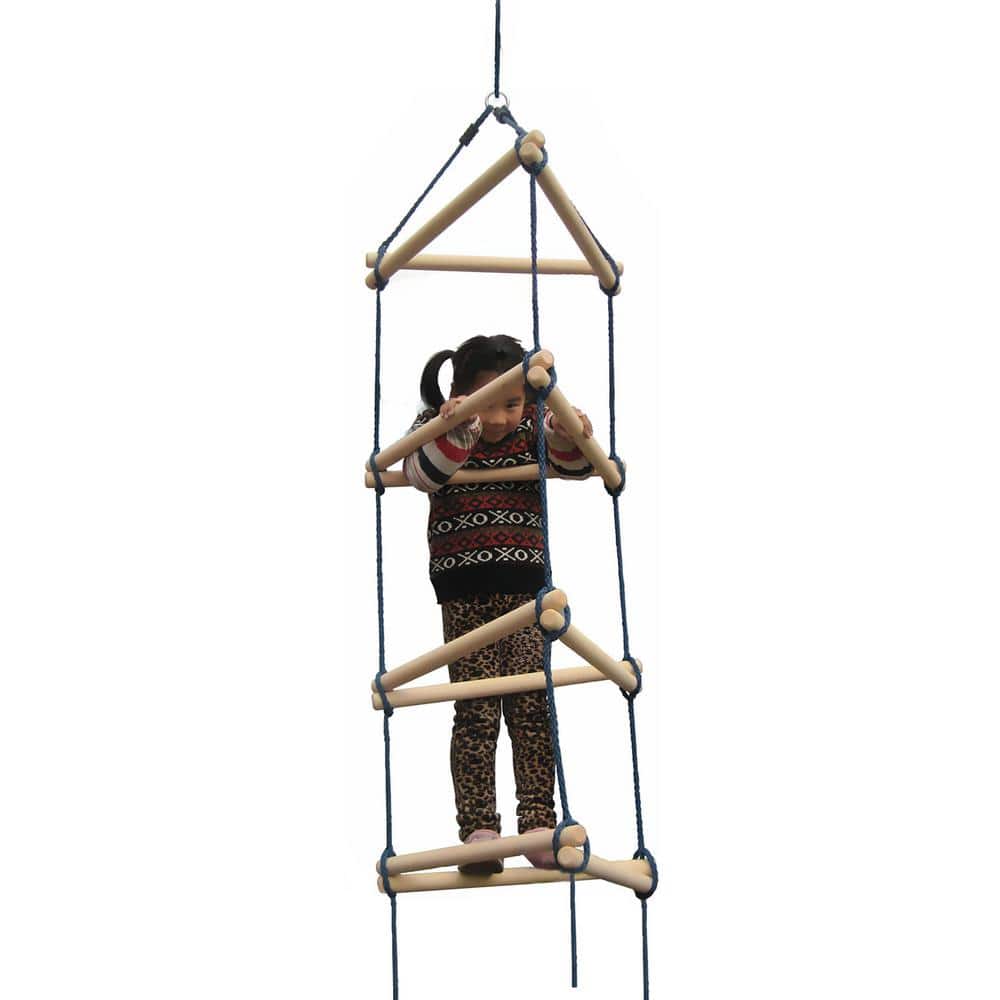 7-Foot Triangle Wood and Rope Climbing Ladder
