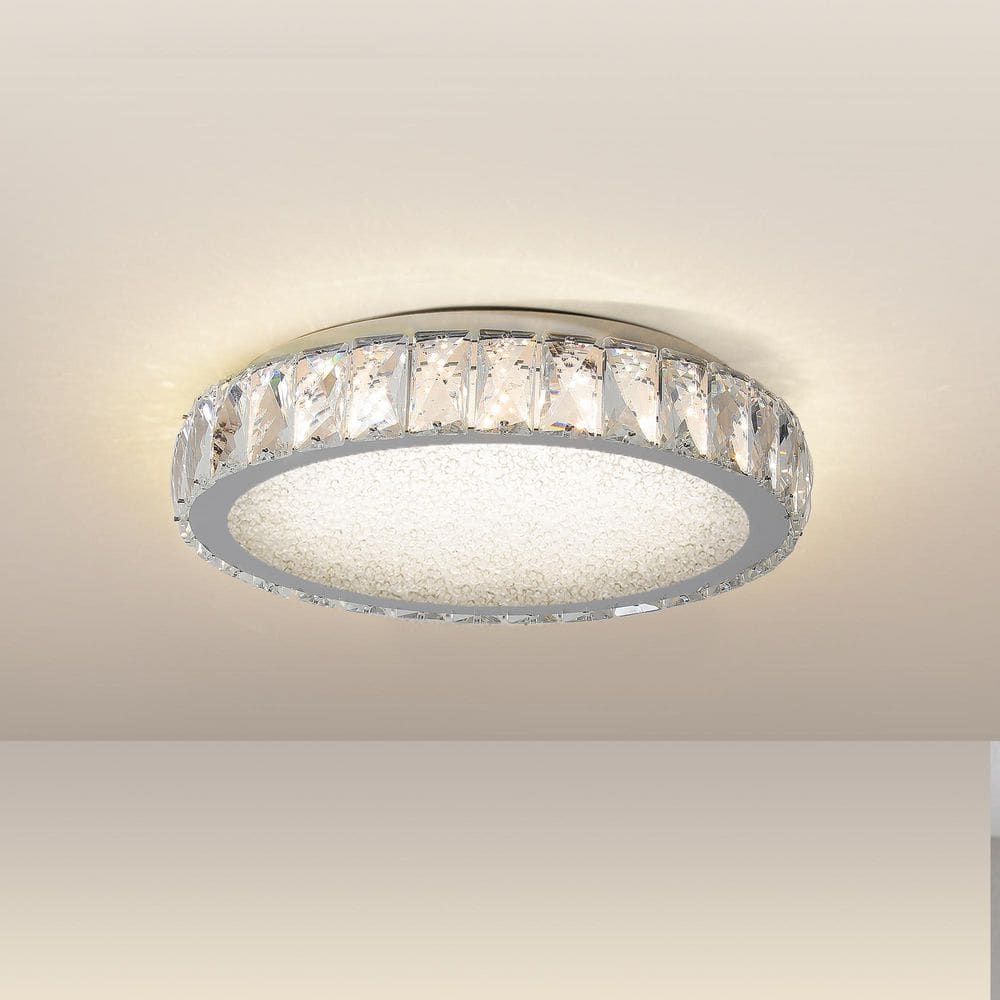 ARISKEEN 13.8 in. LED Modern Semi Clear Crystal Flush Mount ARISKEEN 13.8 in. LED Modern Semi Clear Crystal Flush Mount