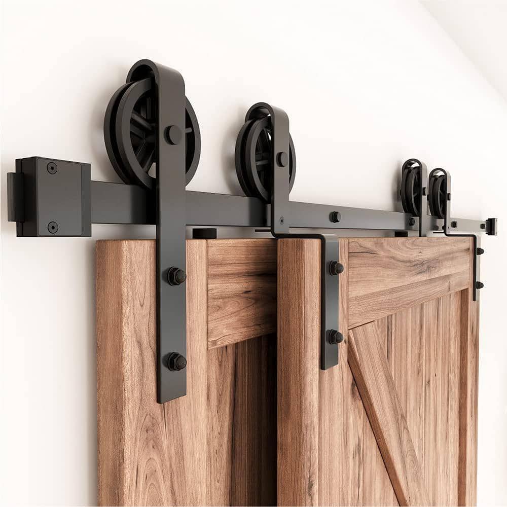 6FT Black Carbon Steel Sliding Barn Door Hardware Kit