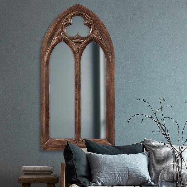 Marley Forrest Oversized Arch Tuscan Brown/ Antique Washed Accents Classic Mirror (69 in. H x 36 in. W)
