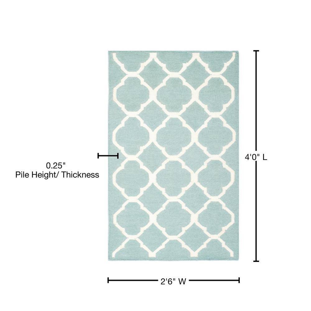Handwoven Blue and Ivory Geometric Wool Area Rug