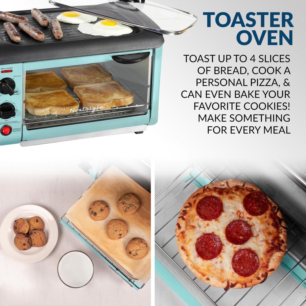Aqua 3-in-1 Breakfast Station with Griddle and Toaster Oven