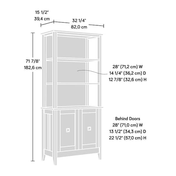 Sauder August Hill 72 In Dover Oak, 2 Shelf Bookcase With Glass Doors