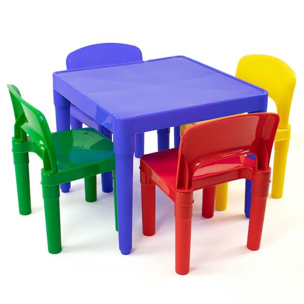 Primary Colors Kids Plastic Table, Youth Table And Chairs Set