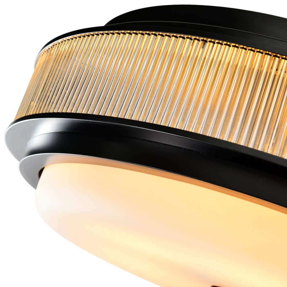 Valdivia Contemporary Black Glass 4-Light Flush Mount