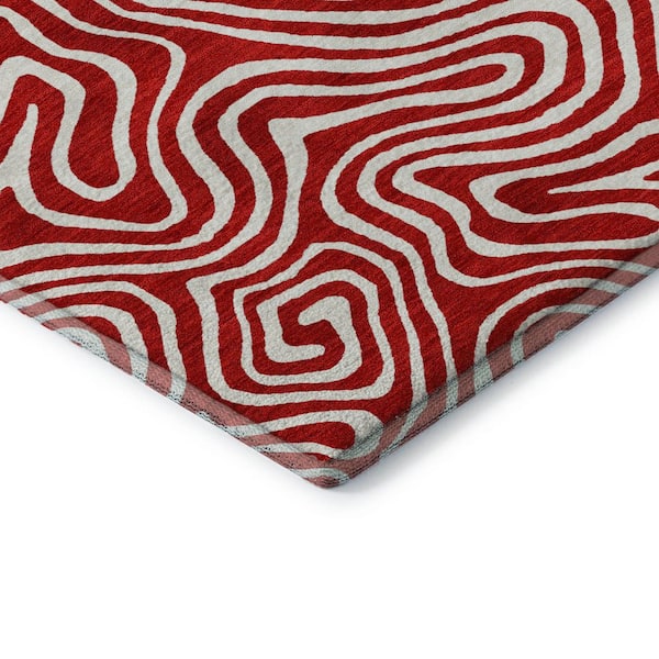 Mayfield Premium Machine Washable Abstract AMF1030 Red 3 ft. x 4 ft. Area Rug