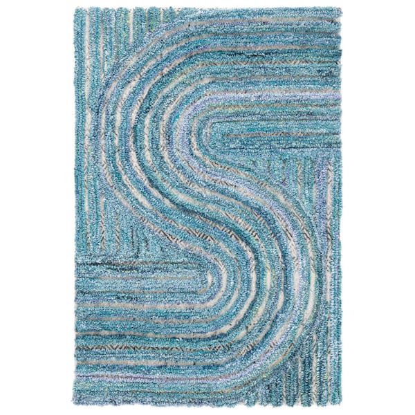 Southampton 2 ft. x 3 ft. Blue Meander Striped Area Rug