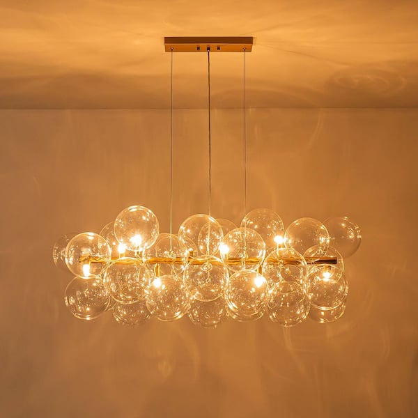 LLHZSY Dvorakova 42.13 in. 10-Light Brass Linear Bubble Cluster