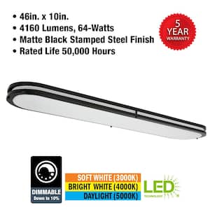 46 in. x 10 in. Matte Black Orbit LED Flush Mount Ceiling Light 4160 Lumens 3000K 4000K 5000K Dimmable (4-Pack)