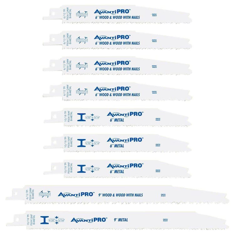 Avanti Pro Bi-Metal Reciprocating Saw Blade Set (9-Piece)
