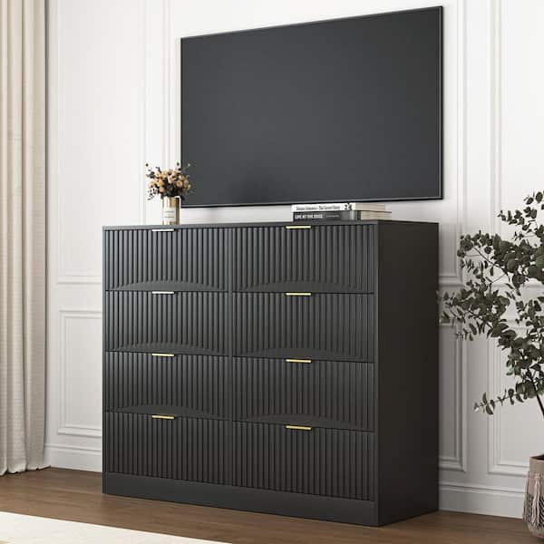 chinese dress ladies Ives White High Gloss 6-Drawer Dresser and Mirror – Luna Furniture main image 1