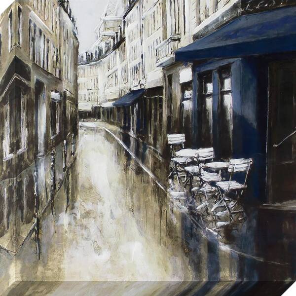 Decor Therapy 24 in. x 24 in. The Rue Street Scene Stretched Painted Canvas Wall Art