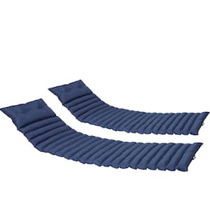 72.89 in.L x 23.62 in.W x2.36 in.H 2-Pieces Set Outdoor Patio Lounge Chair Navy Blue Cushion Replacement
