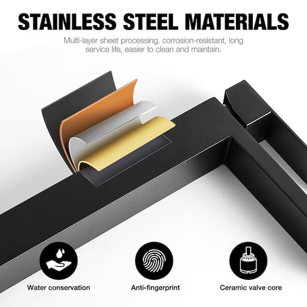 Single Handle Single Bathroom Sink Faucet with Overflow Pop Up Drain in Black (1-Pack)