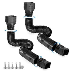 21 in. to 68 in. Flexible Black Plastic (PE) Rain Gutter Downspout Extensions (2-Pack)