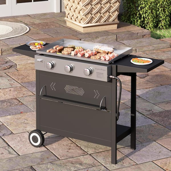 Expert Grill 3 in 1 Dual Fuel Gas and Charcoal 3 Burner Grill with Griddle