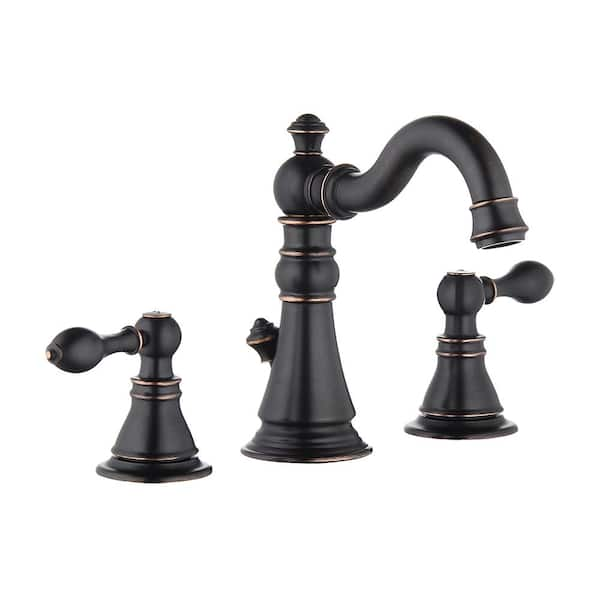 Vintage 8 in. Widespread Double Handle 360° Swivel Spout Bathroom Faucet with Pop-up Drain in Oil Rubbed Bronze