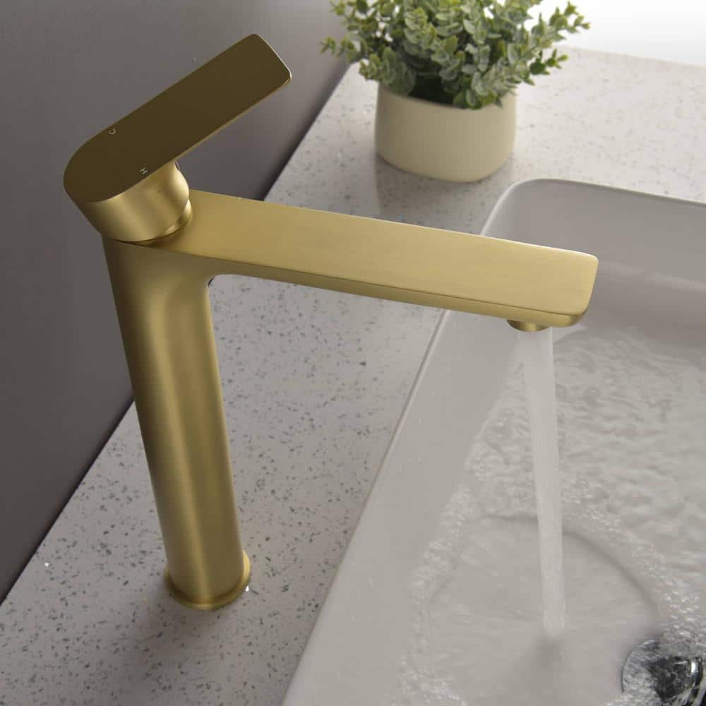 Brushed Gold Single Handle Vessel Sink Faucet