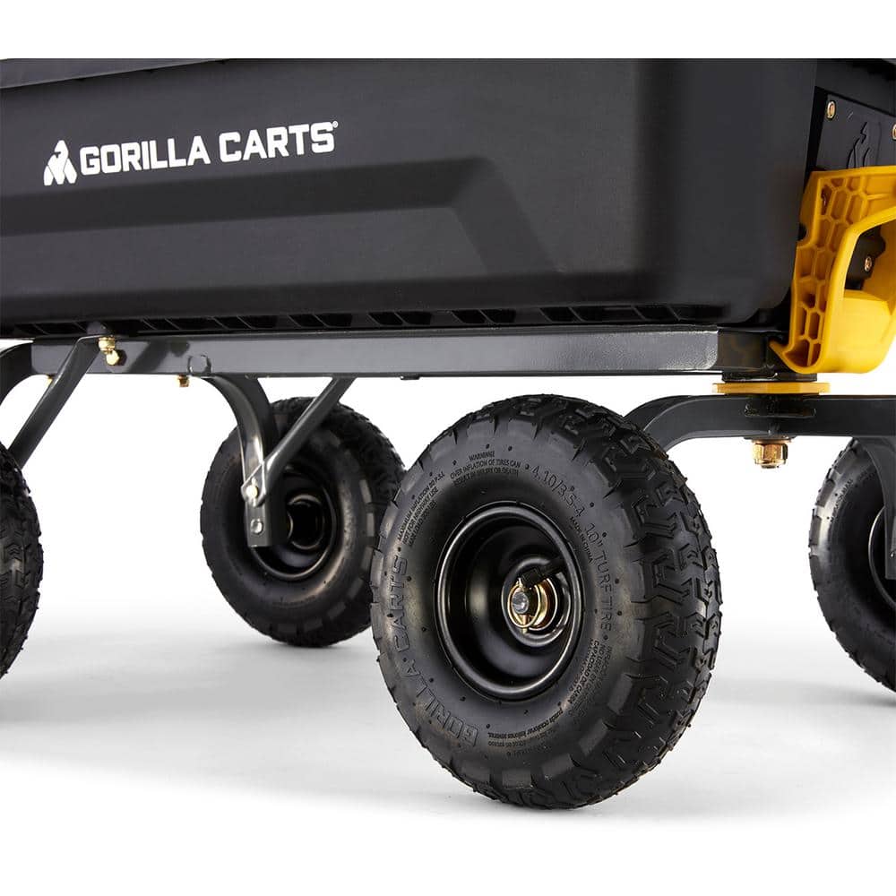 Gorilla 4 Cu. Ft. Black Poly Garden Dump Cart with Steel Handle