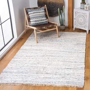 Rag Rug Ivory/Multi 3 ft. x 3 ft. Gradient Striped Square Area Rug