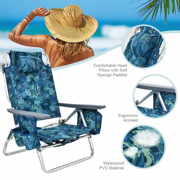 WELLFOR 5-Position Blue Leaf Pattern Outdoor Aluminum