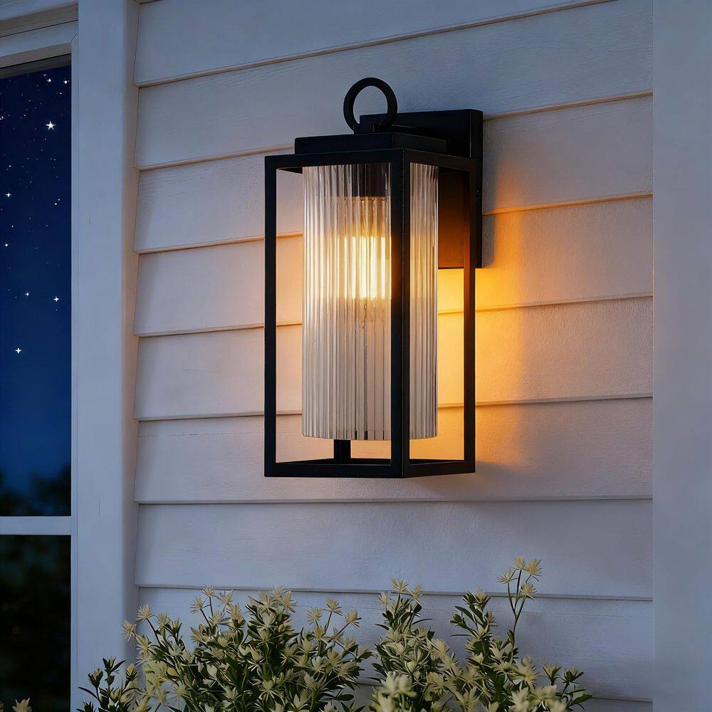 14 in. Black Outdoor Hardwired Wall Lantern Sconce price history on PriceWatchPro