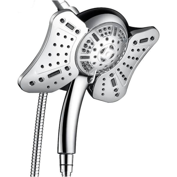 2-Piece High Pressure Rainfall Shower Heads and Handheld Shower Head in Silver with 9-Spray Modes and 60 in. Hose