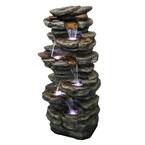 Watnature 40-3/5 in. H Garden Fountain Outdoor Garden Fountain with LED ...