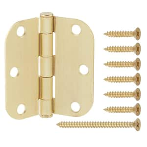 3 in. x 5/8 in. Radius Satin Brass Squeak-Free Door Hinge