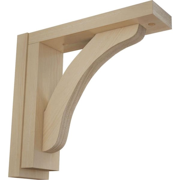 Ekena Millwork 2-1/2 in. x 8-3/4 in. x 8-1/4 in. Rubberwood Reece Shelf Bracket