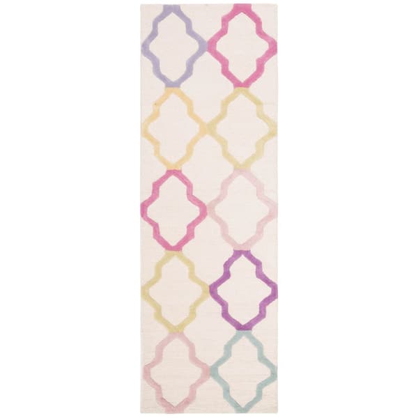 Kids 3 ft. x 6 ft. Ivory/Multi Geometric Runner Rug