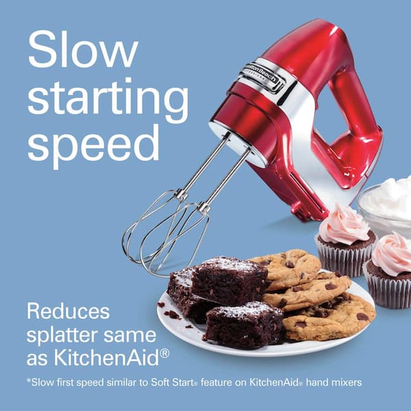 KitchenAid 9-Speed Empire Red Hand Mixer with Beater and Whisk Attachments  KHM926ER - The Home Depot