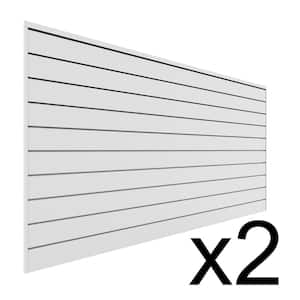 Slatwall Panel Set 36 in H x 96 in W Modular Backless PVC Silver 14-Piece 