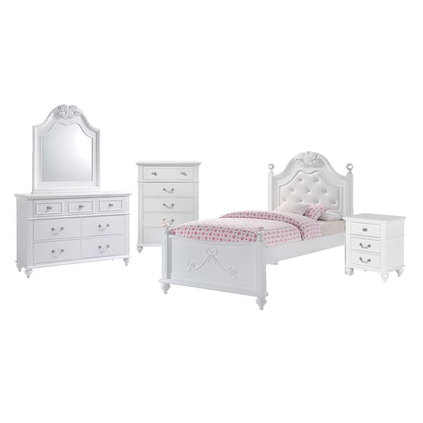 Picket House Furnishings Annie 5-Piece White Twin Platform Bedroom Set
