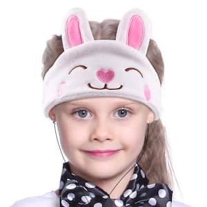 Kids Headphones Volume Limiter Machine Washable Fleece Headphones for Children Travel/Home w/ Adjustable Band (Rabbit)