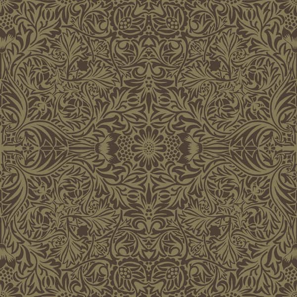 Brown Ceiling Intricate Floral Wallpaper