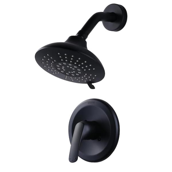 Single Handle 5-Spray Shower Faucet 1.8 GPM with Adjustable Head in. Spot Resist Matte Black (Valve Included)