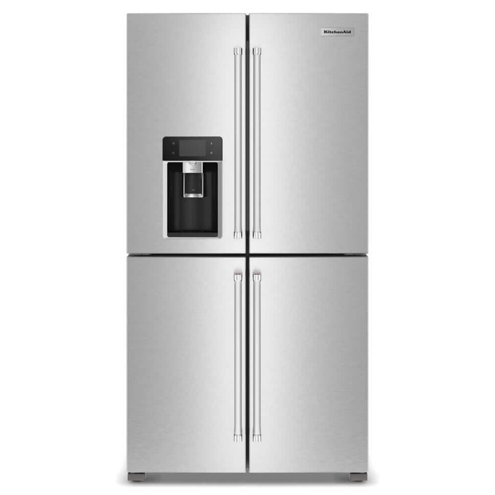 KitchenAid 36 in. 19.4 cu. ft. Counter Depth French Door Refrigerator in Fingerprint Resistant Stainless Steel KRQC736RPS The Home Depot