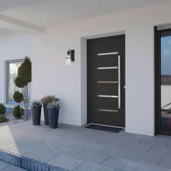 Designers Fountain - Field Daisy Lane Black 1-Light Outdoor Line Voltage Hardwired Porch Light Wall Sconce with No Bulbs Included