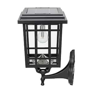 Grand Prairie Bulb Single Black LED Bulb Outdoor Solar Post Light with 3-Mounting Options Fitter, Pier and Wall Mount